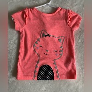 Carters peach/Cat shirt sleeve shirt. SZ 12M
